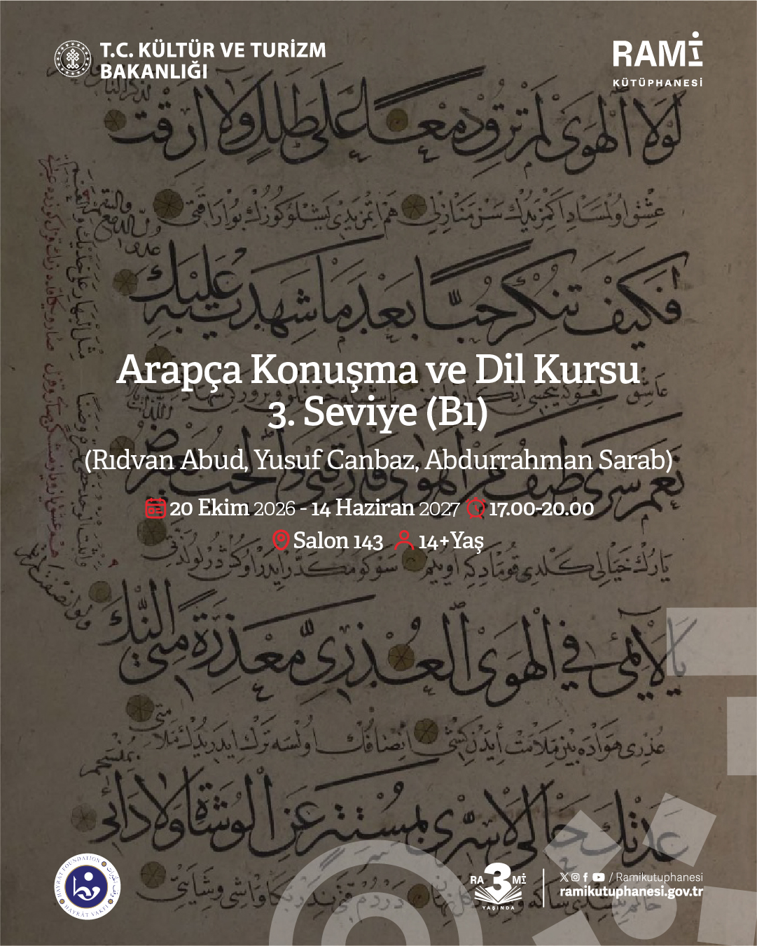 Rami Medeniyet Dilleri Atölyesi: Arapça Konuşma ve Dil Kursu 3. Seviye (B1)